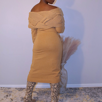 Robe en tricot élégante pour femmes de haute qualité, épaules tombantes, vêtements pour femmes, robes grandes tailles