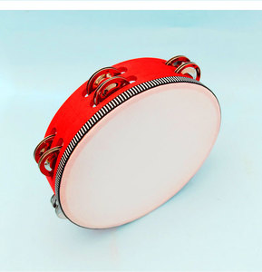 Wholesale Percussion <b>Instrument</b> Natural Wood Color and Red Tambourine 6 Inch Double Row Wood Hand Drum <b>Musical</b> Toys - Product Image 5