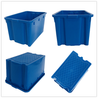 Grand fourre-tout imbriqué et durable caisse fourre-tout stockage alimentaire empilable en plastique roulement boîtes de déménagement pour bacs à poisson