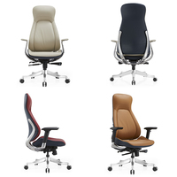 Fabricant de fauteuil de direction en cuir véritable PU à dossier haut, accoudoir fixe pivotant en cuir de patron, chaise de bureau à hauteur réglable