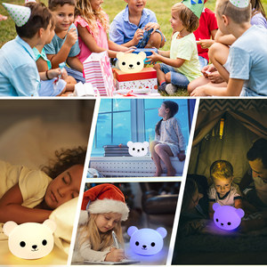 <b>Mini</b> Bear Night Light Silicone USB Rechargeable Remote Control Multicolored LED Kids Bedside <b>Lamp</b> - Product Image 4