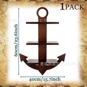 Wooden Anchor Wall <b>Shelf</b> 3 Tier Display <b>Rack</b> For Living Room Decorative Storage - Product Image 4