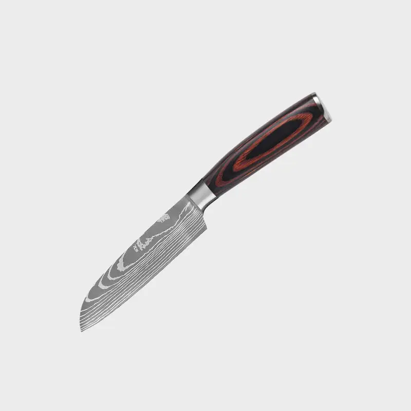 Juego de cuchillos de cocina santoku de madera afilada, juego de cuchillos de chef modernos de acero inoxidable, 9 Uds., precio al por mayor