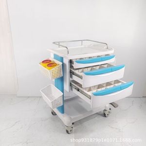 Carrito de Enfermería Multifuncional, Carro de Hospital de ABS de 890x520x824mm con Cajones y Ruedas para Uso Médico - Product Image 3