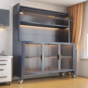 Station de café robuste pour <span class=keywords><strong>cuisine</strong></span>, armoire de rangement en acier au carbone avec roulettes, <span class=keywords><strong>buffet</strong></span> de rangement - Product Image 1
