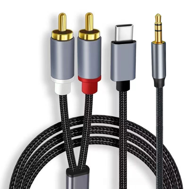 3.5mm to 2 RCA Audio Aux Stereo Cable 3.5mm Jack USB C Type-C to 2RCA L/R Y Splitter Audio Cord for iPhone Speaker Amplifier
