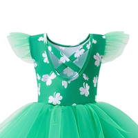 Gaun Balet Tutu Bermotif untuk Anak Perempuan, Lengan Pendek Tulle, Korset Berpita, Kostum Pertunjukan Tari Senam Festival