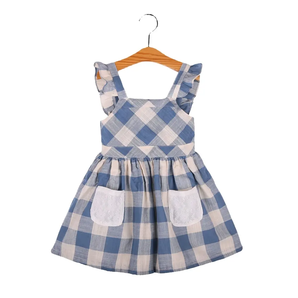 Özel baskılı Gingham100 % pamuk elbise kız çocuk elbise çocuk giyim 2 yaşında bebek kız Vintage elbiseler