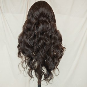 Perruque synthétique KEMY HAIR avec dentelle frontale HD, brun brunâtre, vague lâche, fibre de qualité supérieure, sans colle, perruques synthétiques pour femmes noires, usage quotidien - Product Image 5