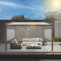 Auvent Extérieur Motorisé Rétractable Toit en Aluminium Couverture de Pergola Auvent Protection Solaire Électrique pour Patio Pavilion Nature Style
