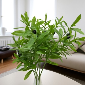 Haute qualité soie feuille vert branche d'<span class=keywords><strong>olivier</strong></span> artificielle personnalisé 45-100CM plante en plastique mariage décor à la maison remise des diplômes nouvel an - Product Image 5