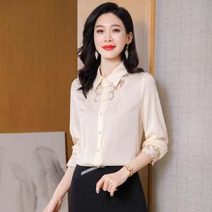 Le nouveau chemisier en soie pour femme printemps 2025 avec un design rétro est élégant et décontracté - Product Image 6