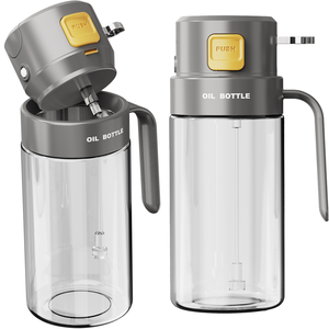 550ml 18.5オンス オイルスプレーボトル 2 in 1 ガラス製 キッチン用 オリーブオイル 酢 ココナッツオイル プレス式 スプレーディスペンサー - Product Image 1
