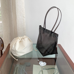 Sac fourre-tout transparent en PVC imperméable grande capacité, sac seau tendance, sac de natation à bandoulière unique - Product Image 5