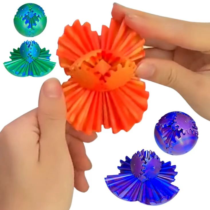 Autism Sensory Toys for Anxiety Relief and Irritability-3D Printed Plastic Gear Balls Rotating Stress Relief Toys