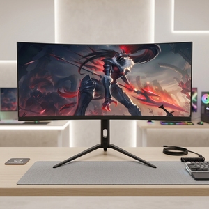 Moniteur de jeu incurvé 34 pouces 165 Hz UWQHD 3440x1440 VA 1 ms sans cadre RGB avec support réglable en hauteur DP pour PC - Product Image 1