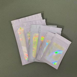 Custom Logo <b>Small</b> Resealable Holographic Bopp Packaging Zip <b>Lock</b> Transparent Plastic Bag With Logo Zipper for Packaging - Product Image 2