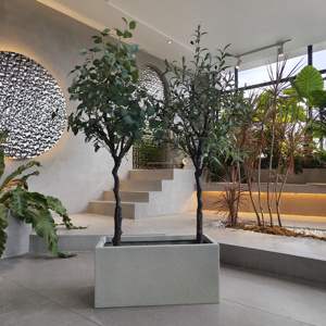 Grand bac à plantes circulaire rustique en fibre de verre avec trou de drainage, écologique et léger, capacité de 2000 L pour hôtels, villas, jardins - Product Image 4