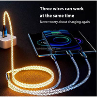 Câble de charge rapide 3-en-1 RGB Flow 66W 5A USB Type-C Micro pour iPhone Samsung – Vente Flash