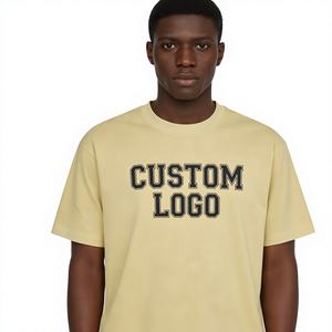 Camiseta de Manga Corta para Hombre, de Alta Calidad, 100% Algodón, Corte Holgado, Estampado Personalizado, Tejido de Punto con Patrón Sólido - Product Image 1