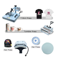 Nouvelle presse à chaud électrique combinée JetColor 8-en-1 pour T-shirts, mugs, tapis de souris et casquettes - Semi-automatique multicolore 220V/110V