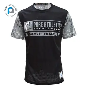 PURE Custom Gym Sports Training T-Shirts Em Branco Preto Tripulação Ativada Pescoço Prática T Shirt Unisex Spandex Tecido T shirts