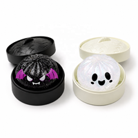 Jouets Squishy Halloween Scintillants en Forme de Chignon, Mignons et Effrayants, Jouets Anti-Stress à Presser avec Boîte Vapeur, Cadeau pour Fête d'Enfants