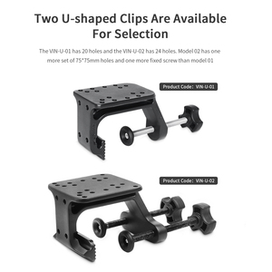 VINmounts Aluminum U-Clamp Mount Base with Multi-Position Holes, 75x75mm, Dual Screw Boat Clamp <b>Bracket</b> VIN-U-02 - Product Image 3