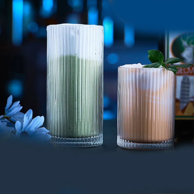 일본 세로 줄무늬 유리 가정용 주스 컵 인터넷 연예인 커피 잔 칵테일 컵 아이스 맥주 위스키 컵