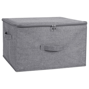 Storage Bins with Zipper Portable Kids Toy Storage <b>Boxes</b> With Handles Linen <b>Clothes</b> Storage Box for Cabinet - Product Image 1