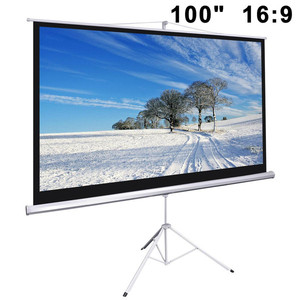 Trípode Portátil para Proyector <span class=keywords><strong>Telon</strong></span> de 74 Pulgadas 16:9, de Aleación de Aluminio Blanco Mate, con Ángulo de Visión de 170 Grados, Pantalla para Exteriores - Product Image 3
