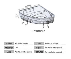 Estante de Ducha Triangular para Baño con Ganchos, Cesta de Almacenamiento Montada en la Pared - Product Image 5