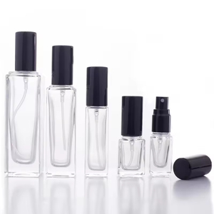 Flacons de parfum de luxe en verre fantaisie, fond épais, carrés, transparents, rechargeables, de 5 ml à 30 ml, avec impression sérigraphique sur la surface. - Product Image 4