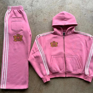 Custom Men Side Pocket Hoodie Tracksuit <b>Zip</b> up Two Pieces Set Sweatpants Heavyweight Sturdy Sets Hoodie - Product Image 2