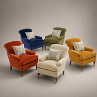 Fauteuil d'appoint anglais avec accoudoirs, pieds en bois massif et roulettes en laiton antique pour salon et hôtel
