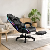 Chaise de jeu économique au design moderne pour salle de jeux, confortable, en cuir, pour jeux de course avec éclairage RGB