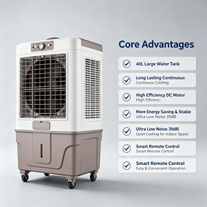 Refroidisseur d'air évaporatif portable sur pied avec <span class=keywords><strong>moteur</strong></span> DC, réservoir d'eau de 40 L, économie d'énergie, <span class=keywords><strong>pour</strong></span> restaurant, hôtel, entrepôt - Product Image 2