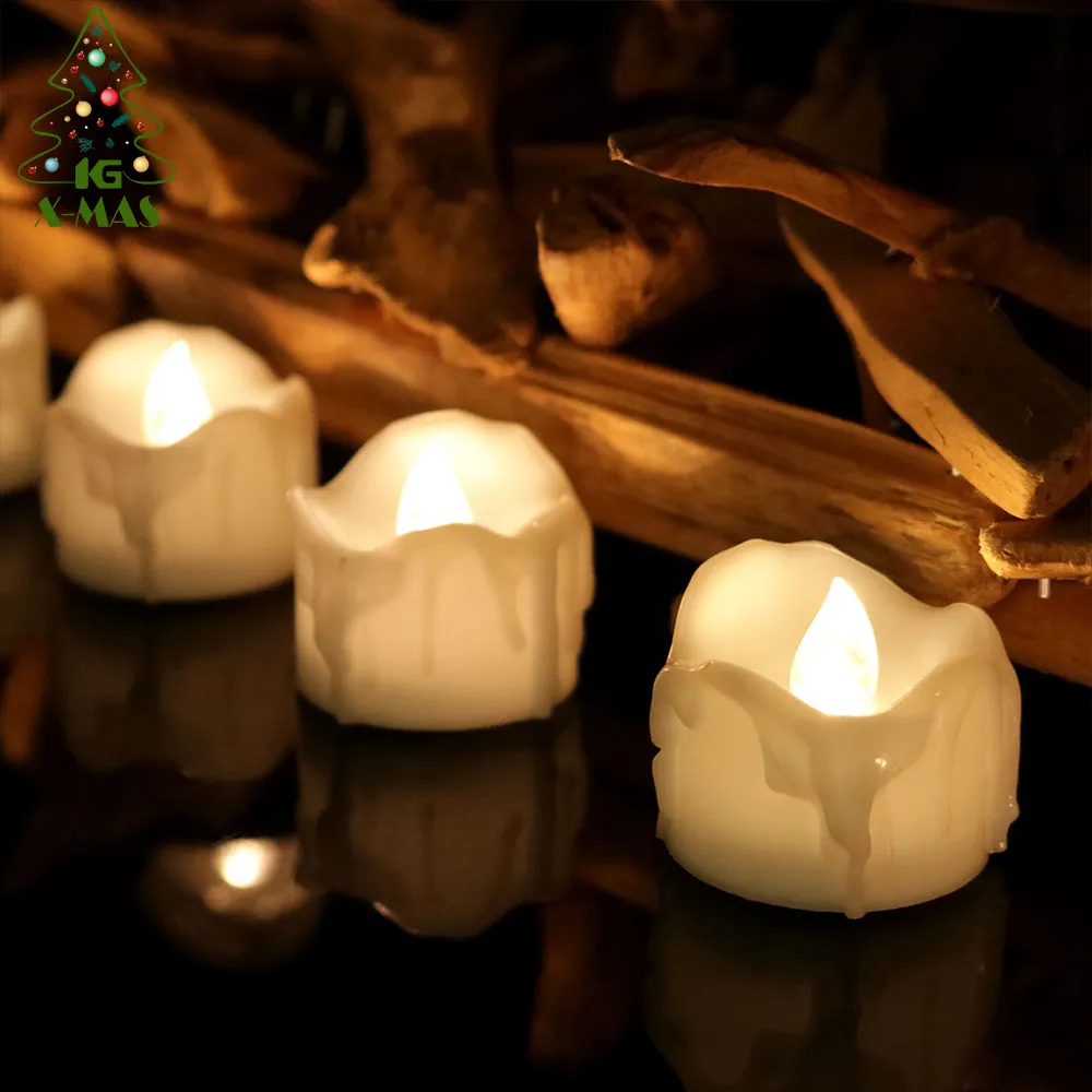 Xmas Source Заводская оптовая продажа светодиодных ламп Vela 12 набор маленькие белые слезы пластиковые рождественские украшения светодиодные свечи с дистанционным управлением