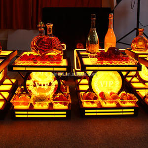 2-Tier LED Lighted Fruit Tray, 6+1 Compartment Luminous <b>Snack</b> Holder for Nightclub & <b>Bar</b> - Product Image 2