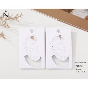 Pendientes de Clip con Cinco Flores y Diamantes de Imitación, Joyería de Aleación Linda para Mujer, Accesorio de Moda - Product Image 1