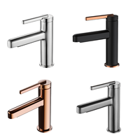 Robinet de salle de bain monocommande monotrou au design moderne, finition chromée, à poser sur le comptoir, avec cartouche céramique