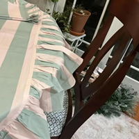 Nappe en coton imprimée à la main, lin de table rayé à volants, personnalisable pour la maison et l'hôtellerie, vente en gros