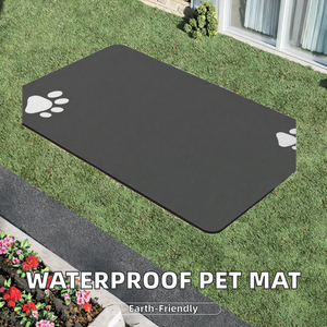 Tapis pour chien antidérapant rectangulaire de luxe avec motif d'empreintes de pattes d'animaux, matériau en cuir écologique, toutes saisons - Product Image 2
