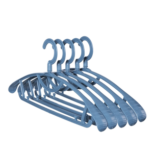Minimalist Plastic <b>Hangers</b> Set of 4 Blue <b>Space</b> <b>Saving</b> Wardrobe Hooks for Clothing Storage - Product Image 1