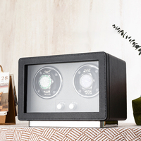 2025 Neues Design PU-Leder Box 2 Fächer Glas-Display Sichere Aufbewahrung Rotierender Organizer Automatischer Uhrenbeweger mit LED