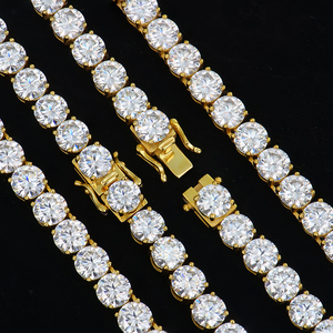 2026 Hip Hop GRA Bling VVS Jwellry 925 Sterling <b>Silver</b> 6mm Yellow Gold Plated Tennis Moissanite Chains <b>Necklaces</b> 16-24inches - Product Image 3