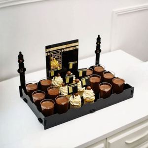 Plateau de service islamique en acrylique Kaaba pour la décoration de fête musulmane, les aliments, les collations et les biscuits - Product Image 1