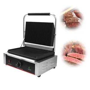 BN-811E Electric Panini Grill Commercial Panini Sandwich Press Stainless Steel Single Contact Grill