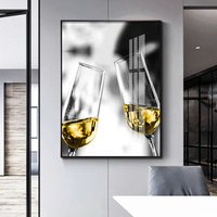 Peinture décorative moderne en porcelaine de cristal pour salle à manger, art luxueux, peinture murale avec verre à vin
