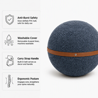 Housse de chaise de yoga en tissu avec poignée pour ballon d'équilibre personnalisé en fausse fourrure, pour la maison, la gym, le Pilates, la posture assise et la stabilité